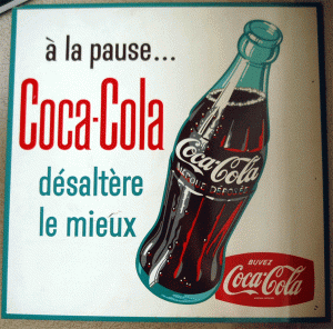 Coca-Cola - Fahnenschild - 60er - Frankreich 