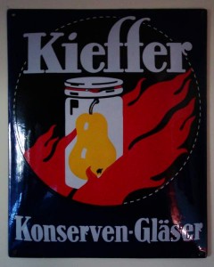 KIEFFER Konserven-Gläser, Emailleschild um 1925
