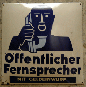 FERNSPRECHER Schild im Bauhaus-Stil um 1920