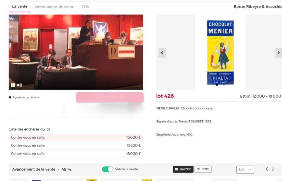 Zuschlag bei 16.000€: Dieses Menier-Mädchen fand am Dienstag in Paris einen neuen Liebhaber. (Screenshot: www.drouotonline.com) 