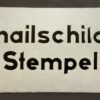 Altes Original-Emailschild mit Werbung für Emailschilder und Stempel