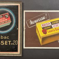Zwei 50er-Jahre Tabakschilder, Belgien: Tabac Gosset N. 20 & Roisin Léger Louis Doize