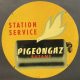 Pigeongaz - Französisches Blechschild mit Taube, die für Butangas wirbt (Um 1955/60)