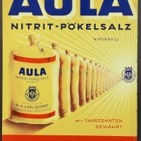 AULA Nitrit Pökelsalz - Blechschild, Deutschland um 1950