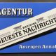 Agentur Badische Neueste Nachrichten, Anzeigen-Annahme, Emailschild Ferro Email, Zustand 0!