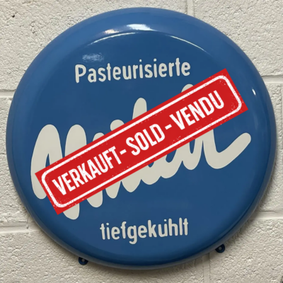 Milch-Button, schweres Emailschild nach dem 1950er Original