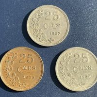 Luxemburg / Luxembourg: 25 Centimes 1927, 1930 und 1938 als Konvolut