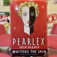 Pearlex Skin Bleach, altes Emailschild in typischem Art-Deco-Stil