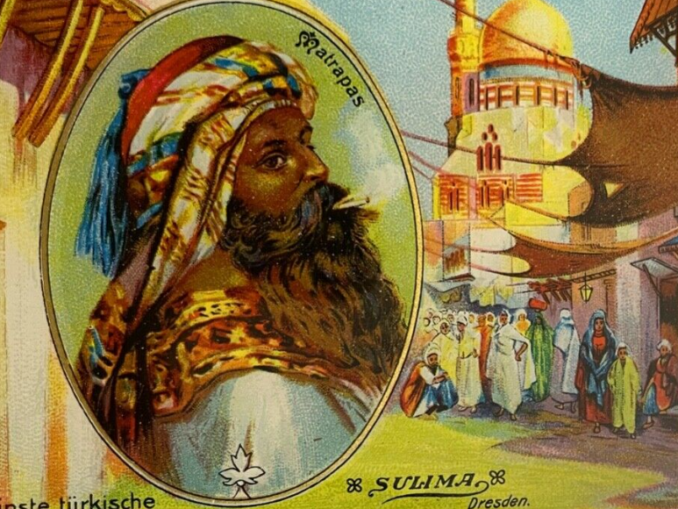 Sulima Dresden: Herrliches Hinterglasschild. Litho um 1900.