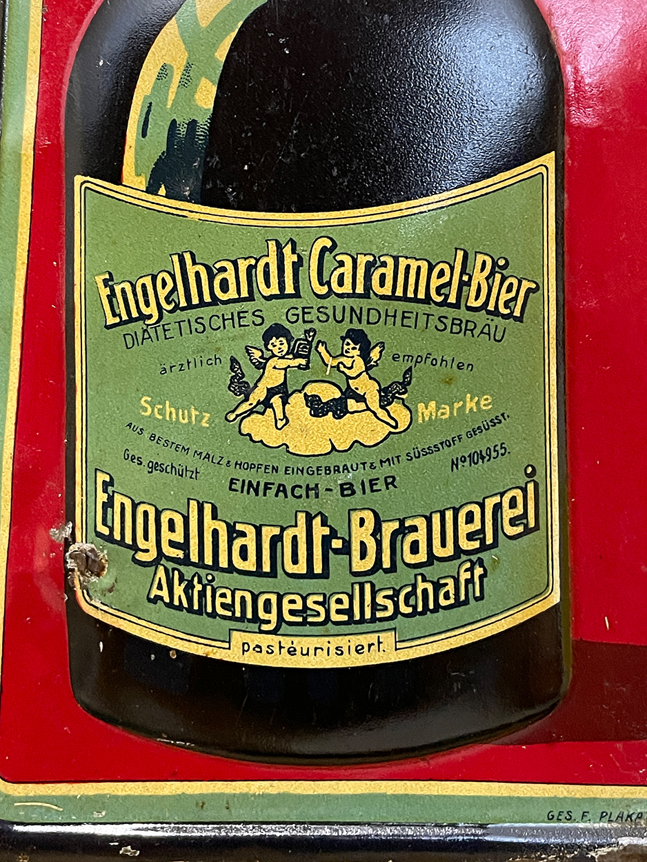 Engelhardt Caramel Bier, uraltes Blechschild