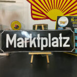 MARKTPLATZ - Schweres, fett emailliertes Schild um 1920/30