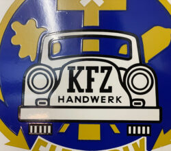 KFZ Elektrik Handwerk - Sehr seltenes Emailschild, 1950er Jahre, Pyro-Email (Boos & Hahn)