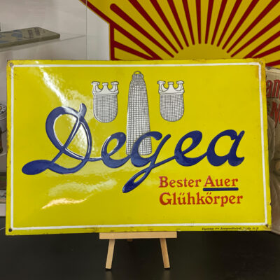 DEGEA - Bester Auer Glühkörper - Emailschild um 1905 (Berlin)