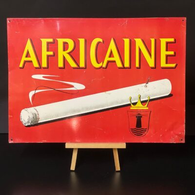 Africaine Zigaretten (Heintz Van Landewyck) - Seltenes Blechschild aus Luxemburg, um 1950