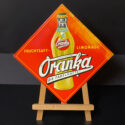 ORANKA - Limonade-Blechschild um 1950, farbenfrohes Original-Reklameschild für die Küche