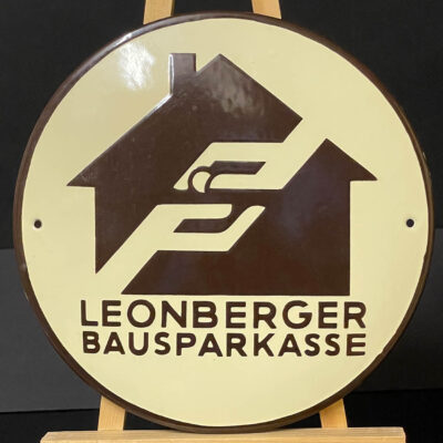 Leonberger Bausparkasse - Emailschild um 1960 in perfektem Zustand!