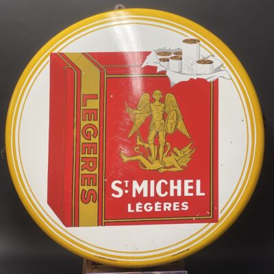 Cigarettes St. Michel - Großes und schweres Emailschild (Emaillerie Belge, 1954)