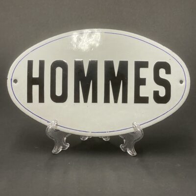 'HOMMES' ('Männer') - Altes Emailschild, plaque émaillée ancienne