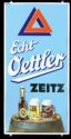 Echt Oettler Zeitz: Großes Emailschild um 1930, Pyro Email (120 x 60 cm)