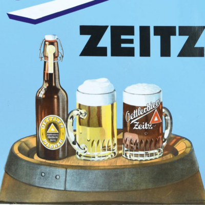 Echt Oettler Zeitz: Großes Emailschild um 1930, Pyro Email (120 x 60 cm)