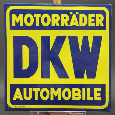 DKW Motorräder Automobile - 1920er Jahre Emailschild (Ferro Email) in nahezu neuwertigem Zustand!