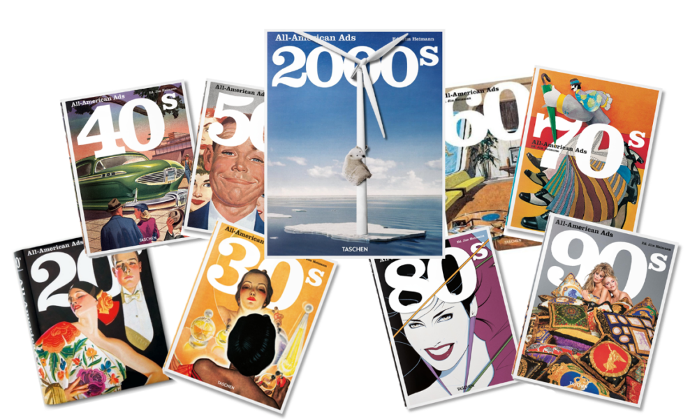 Als wohl vorerst letzter Band der Reihe erschien am 15. März 2025 All-American Ads of the 2000s und erweitert die traditionsreiche TASCHEN-Serie nun bis in das frühe 21. Jahrhundert.