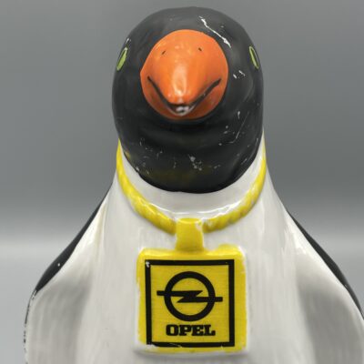 OPEL Pinguin: 21,5 cm hohe Werbefigur / Spardose aus Keramik, um 1970, komplett mit Schlüssel