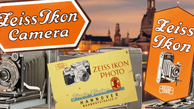 Zeiss Ikon Klappkameras Dresden Emailschilder Eisenbahn-Reklame Boos und Hahn