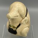 Sitzendes Schwein - Antike Steinzeug-Figur als Spardose (um 1900, Orchies, Frankreich)