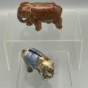 Zwei Keramik-Figuren: Elefanten als Spardosen, um 1900, (Majolika) Frankreich