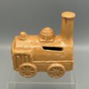 Lokomotive, Dampflok - um 1880/1900 - Steinzeug, ockerfarben bemalt, Spardose