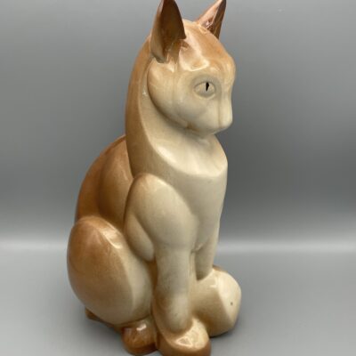 Sitzende Katze, seltene Art-Deco Keramik-Figur von Charles Lemanceau (1905 - 1980), Frankreich 1930er