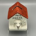 Hund schaut aus seiner Hütte (Villa Mèdor) - Keramik-Spardose um 1920/30 - René Delaunay, St. Uze (Frankreich)