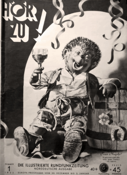 Titelbild der Hörzu Nummer 1 von 1952: Mecki zierte mehr als einmal das Cover der Fernsehzeitschrift