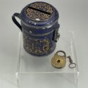 Seltene Blech-Spardose, um 1900 - komplett mit sehr schönem Schloss und Schlüssel