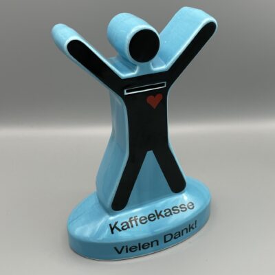 Kaffeekasse - OLMETEC - Reklamefigur, Spardose, mit Schlüssel, Keramik um 1980