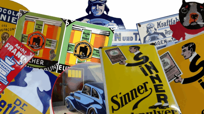 Woran kann man erkennen, ob ein Emailschild echt ist oder nicht? Erfahrene Sammler mögen für diesen Mini-Leitfaden nur ein müdes Lächeln übrig haben. Für angehende Sammler, Neugierige und alle, die sich näher mit echten Reklameschilder befassen wollen, kann er aber einige nützliche Infos beinhalten.