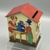 Seltene Blech-Spardose in gutem Zustand, um 1925-1930, komplett mit Schlüssel.