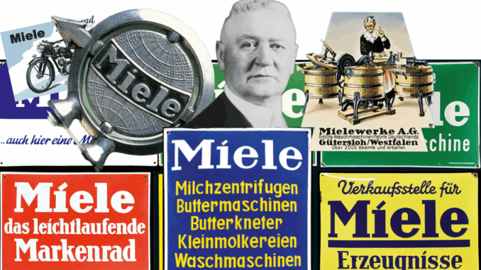 Wer als Reklamesammler nach Blech- oder Emailschildern der Marke Miele Umschau hält, der wird zwar fündig werden, aber diese Art Werbeträger des 1899 gegründeten Unternehmens sind eher recht langweilig. Ganz und gar nicht langweilig hingegen ist die Geschichte des Markengründers ...