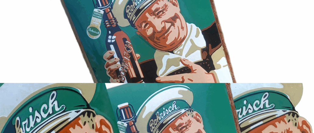 Bohrisch Emailschild Brauerei Bier Stettin
