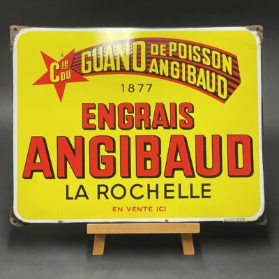 ANGIBAUD, Guano de poisson - La Rochelle - Emailschild aus Frankreich, E.A.S.