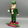 Nick Knatterton, Arelix - Alte Reklamefigur, Holz, Nussknacker (Erzgebirge?), mit Kugelschreiber in OVP
