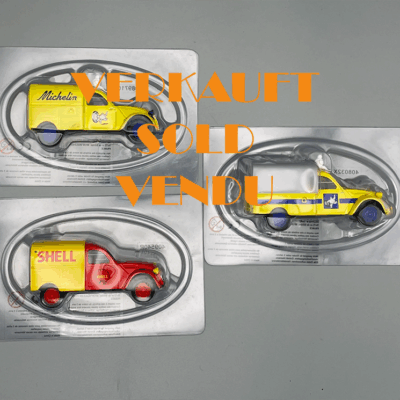 Konvolut: 3 x Norev Modellauto 1/43, 2CV Fourgonette / Lieferwagen - Michelin (2x) und Shell