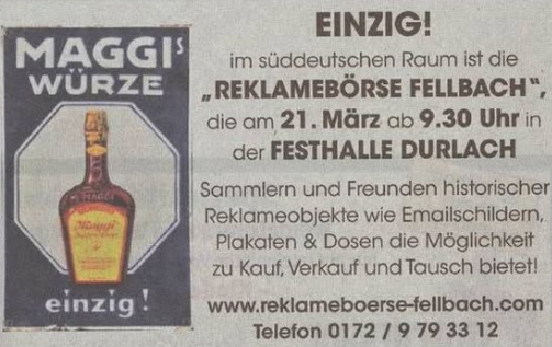Reklamebörse Fellbach 2026 Anzeige