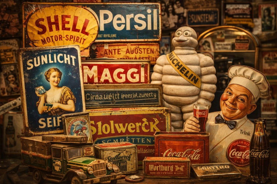 Beiträge über Historische Werbung, Reklameobjekte und Sammelklassiker.