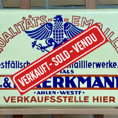 Altes Emailschild „J. & H. Kerkmann / Westfälische Stanz- und Emaillierwerke A.G.“ – Ahlen ...