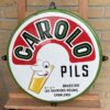 CAROLO PILS Charleroi - Sehr seltenes belgisches Emailschild, Forémail 1953