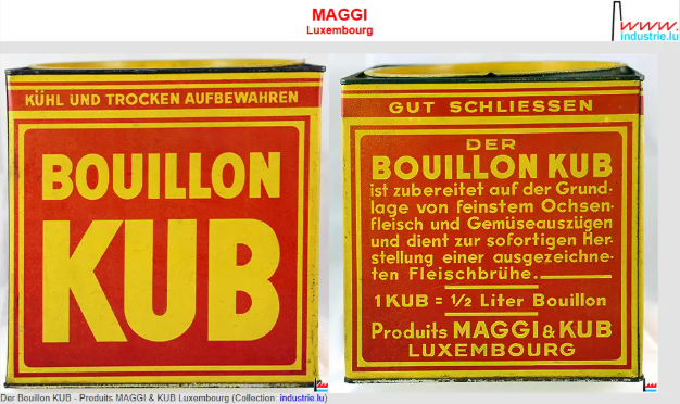 Frühe Bouillon-Würfel "KUB" für den Luxemburger Markt (um 1920). Mehr zur französischen Maggi-Bouillon-Variante lesen Sie hier. (Screenshot: Industrie.lu)