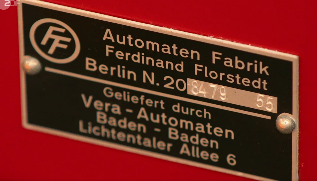 Typenschild der Automaten Fabrik Ferdinand Florstedt von 1955