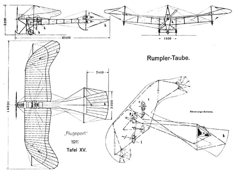 Technische Zeichnungen des Flugzeugs. (Bild: Chris73)